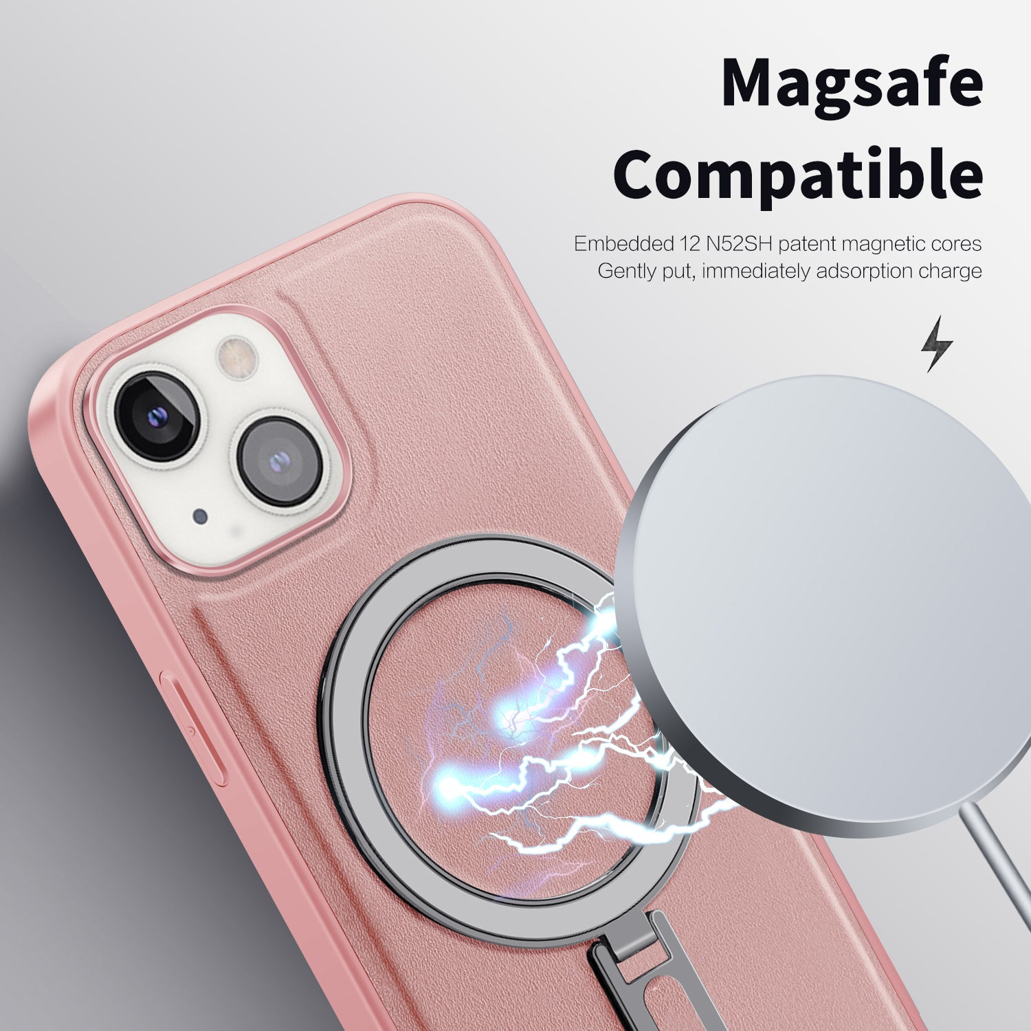 Uniqkart for iPhone 13 6.1 inch PU Leather Coated PC+TPU Phone Case Magnetic Cover with Kickstand - Baby Blue Uniqkart for iPhone 13 6.1 inch PU Leather Coated PC+TPU Phone Case Magnetic Cover with Kickstand - Baby Blue